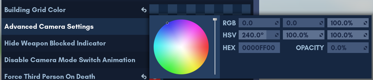 Invisible grid settings