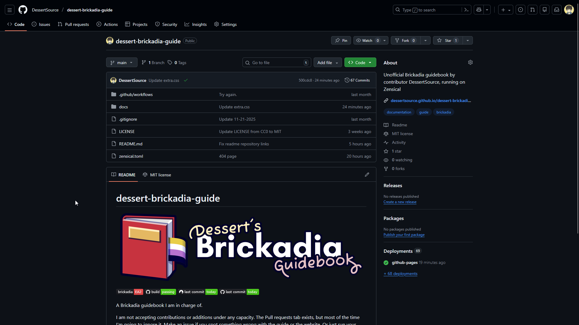 Screenshot of the GitHub repository