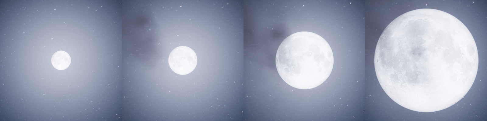 Various moon sizes in order