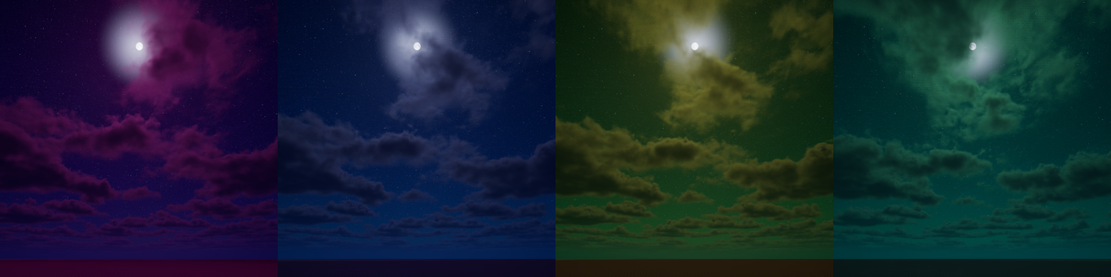 Various moonlight colors in order