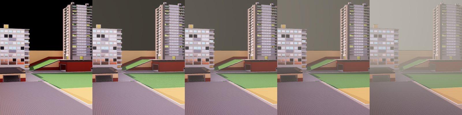 Various fog scattering strength values in order