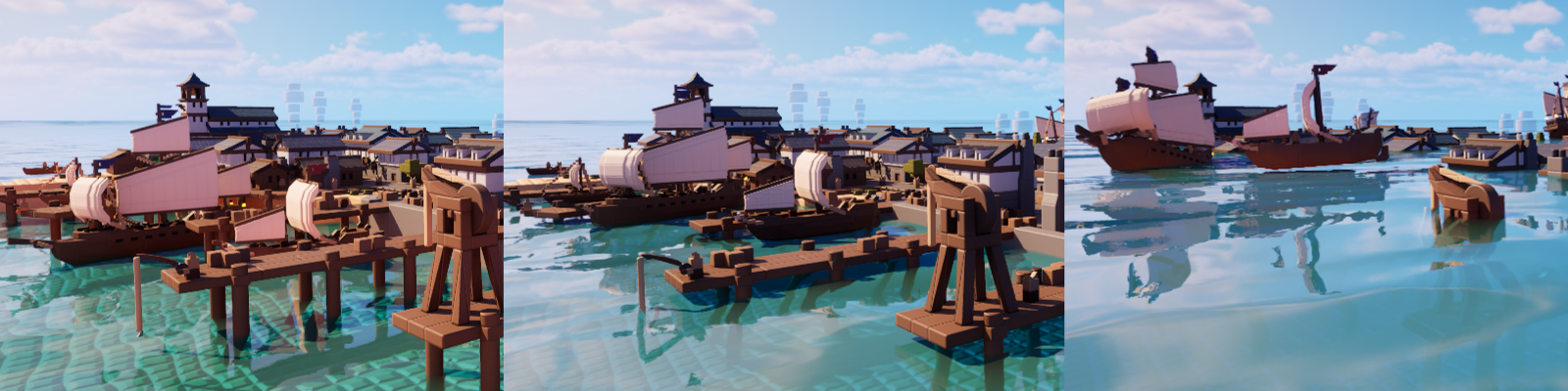 Various water heights at a small build's scale