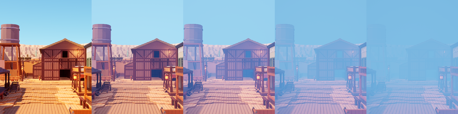 Various clear fog density values in order