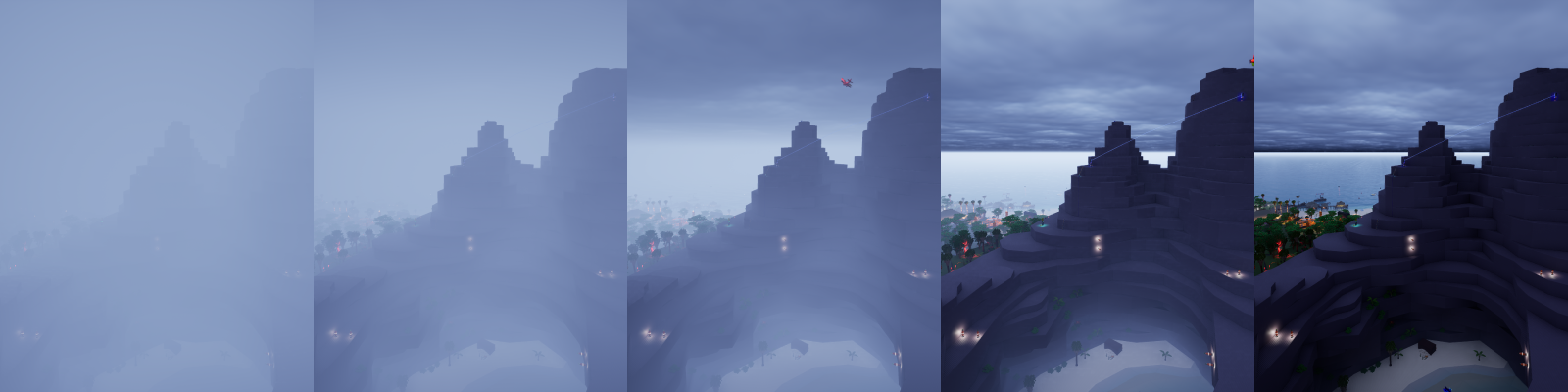 Various cloudy fog height values in order