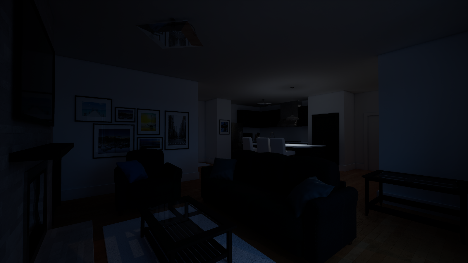 Studio lit up with the Studio Night preset