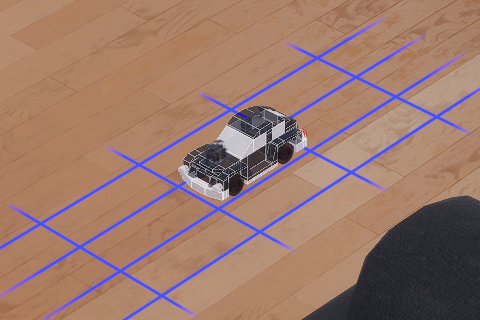 Car prefab with the Super grid snap mode in horizontal orientation
