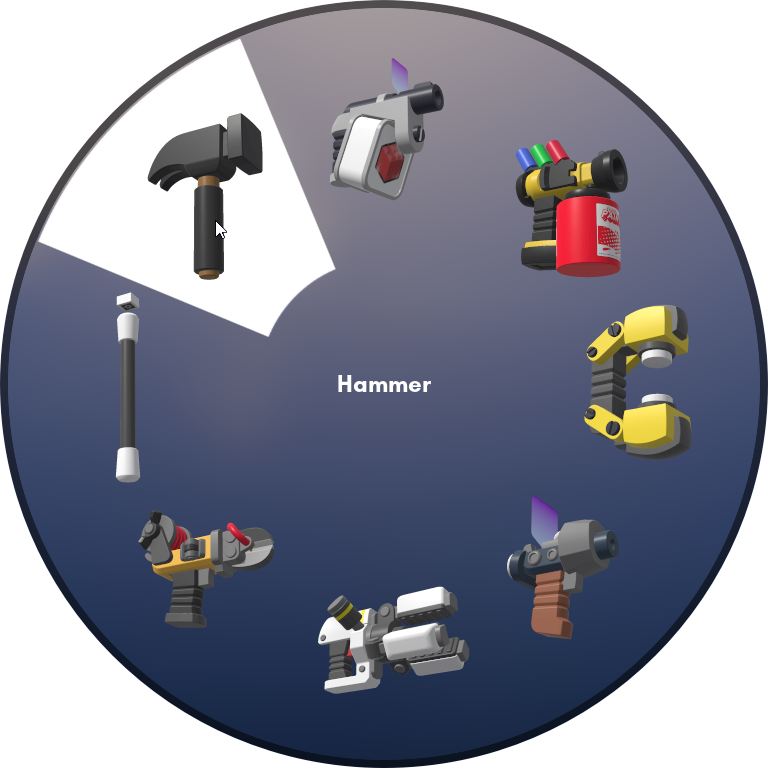 Hammer on the top-left corner of the Tool Wheel