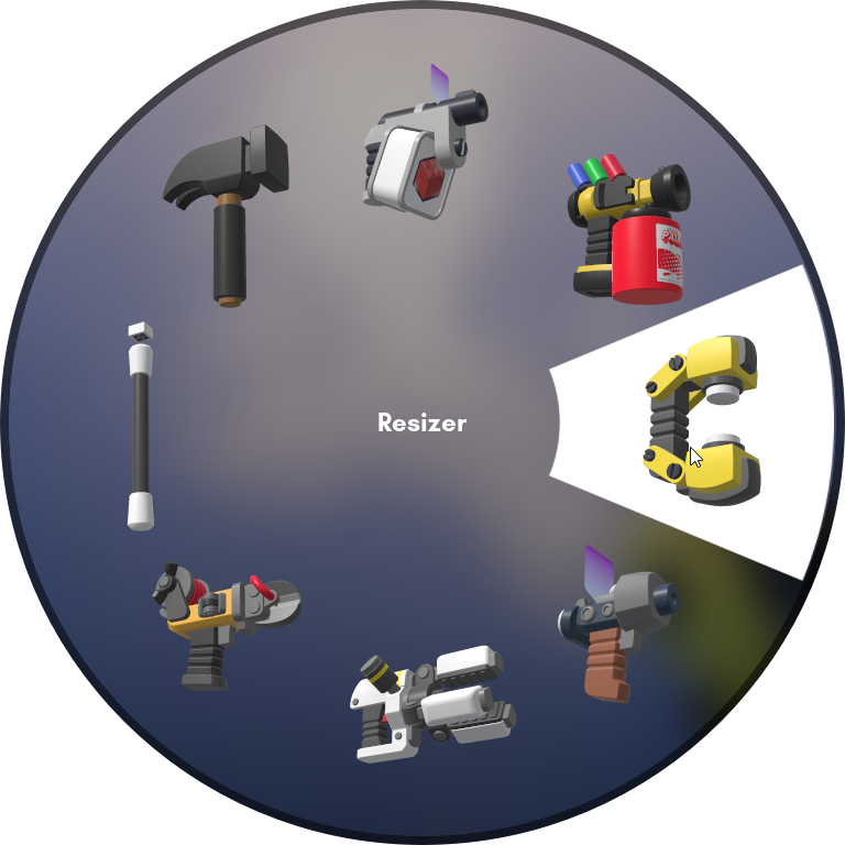 Resizer on the right side of the Tool Wheel