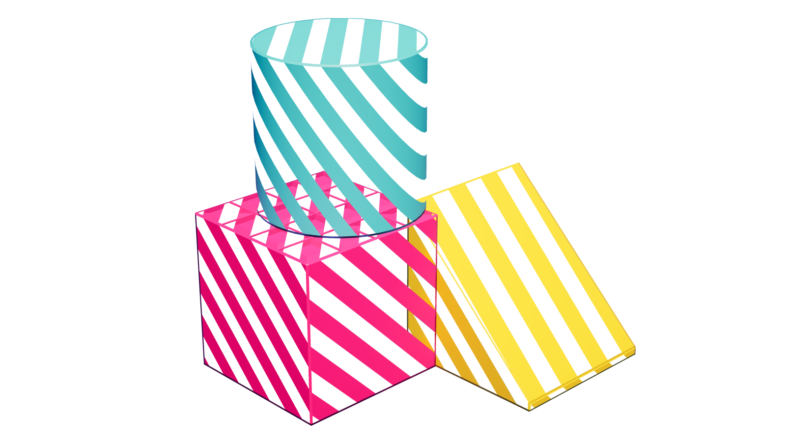 Invisible bricks, shown as striped wireframe shapes