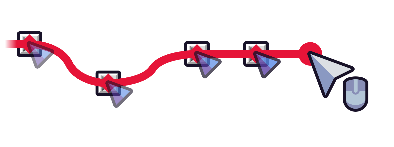 A wire passing through many rerouters