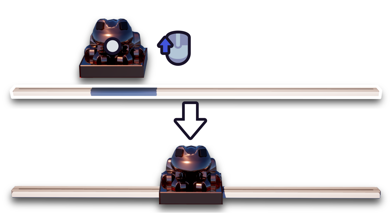 An entity being attached near a slider joint